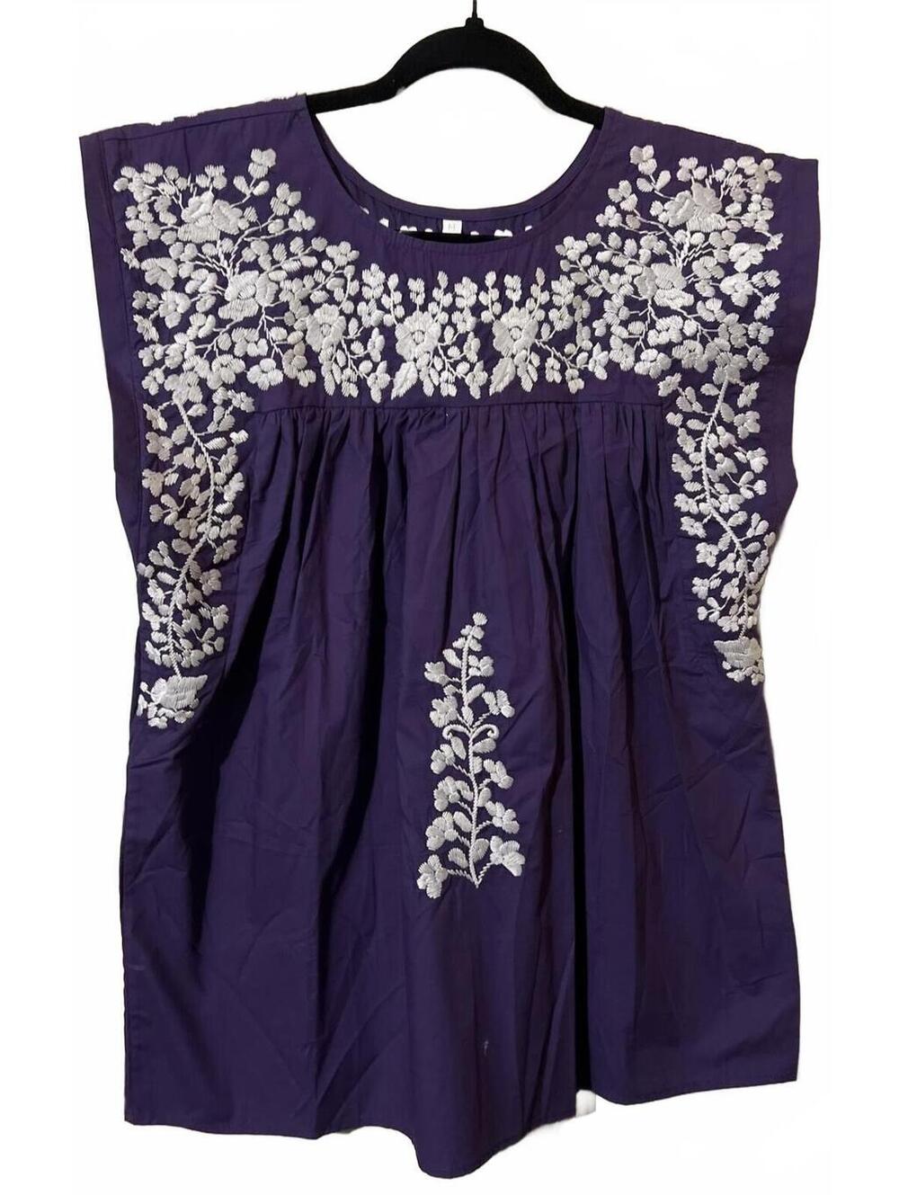 Spirit Dress Purple Embroidered Sleeveless Top Medium boho